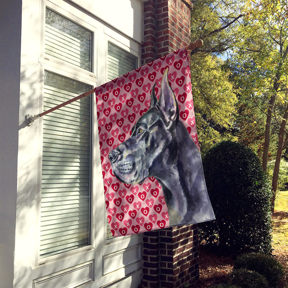 Black Great Dane Hearts Love and Valentine's Day Flag Canvas House Size LH9564CHF  the-store.com.