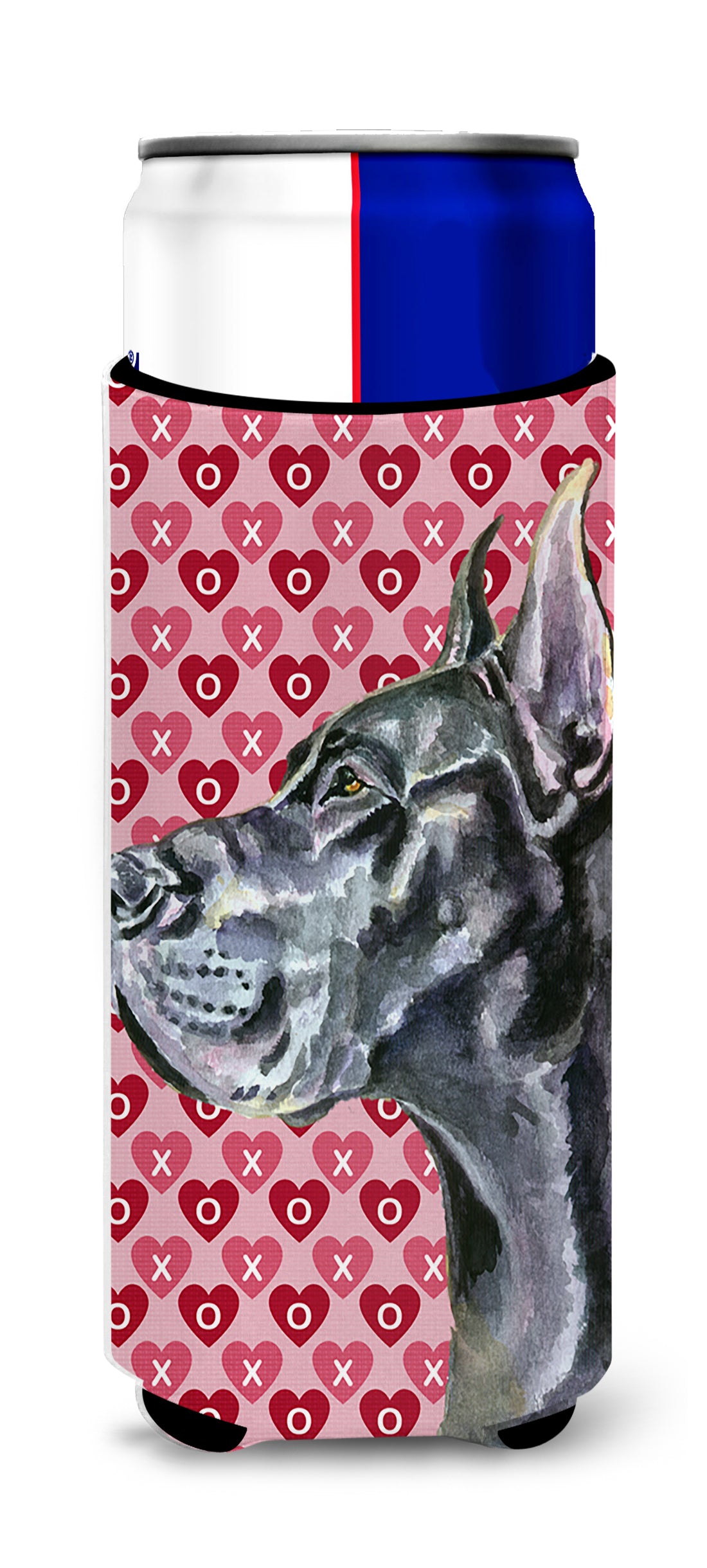 Black Great Dane Hearts Love and Valentine's Day Ultra Beverage Insulators for slim cans LH9564MUK  the-store.com.