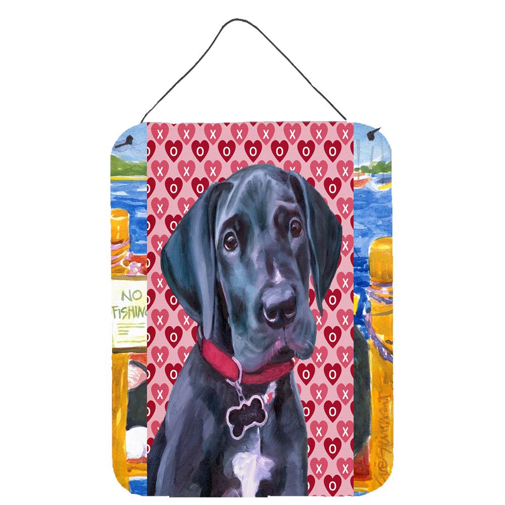 Black Great Dane Puppy Hearts Love and Valentine's Day Wall or Door Hanging Prints LH9565DS1216 by Caroline's Treasures