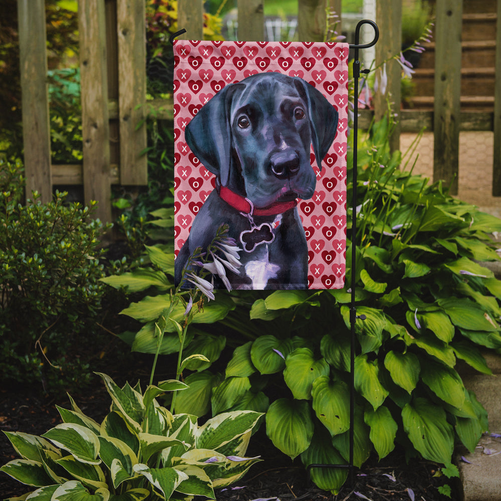 Black Great Dane Puppy Hearts Love and Valentine's Day Flag Garden Size LH9565GF  the-store.com.