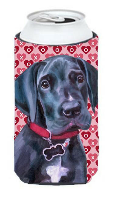 Black Great Dane Puppy Hearts Love and Valentine's Day Tall Boy Beverage Insulator Hugger LH9565TBC by Caroline's Treasures