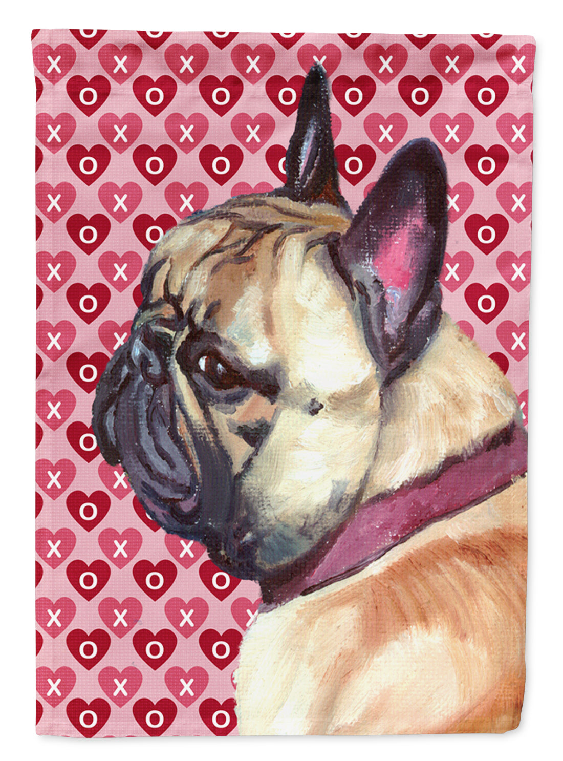 French Bulldog Frenchie Hearts Love and Valentine&#39;s Day Flag Canvas House Size LH9566CHF  the-store.com.