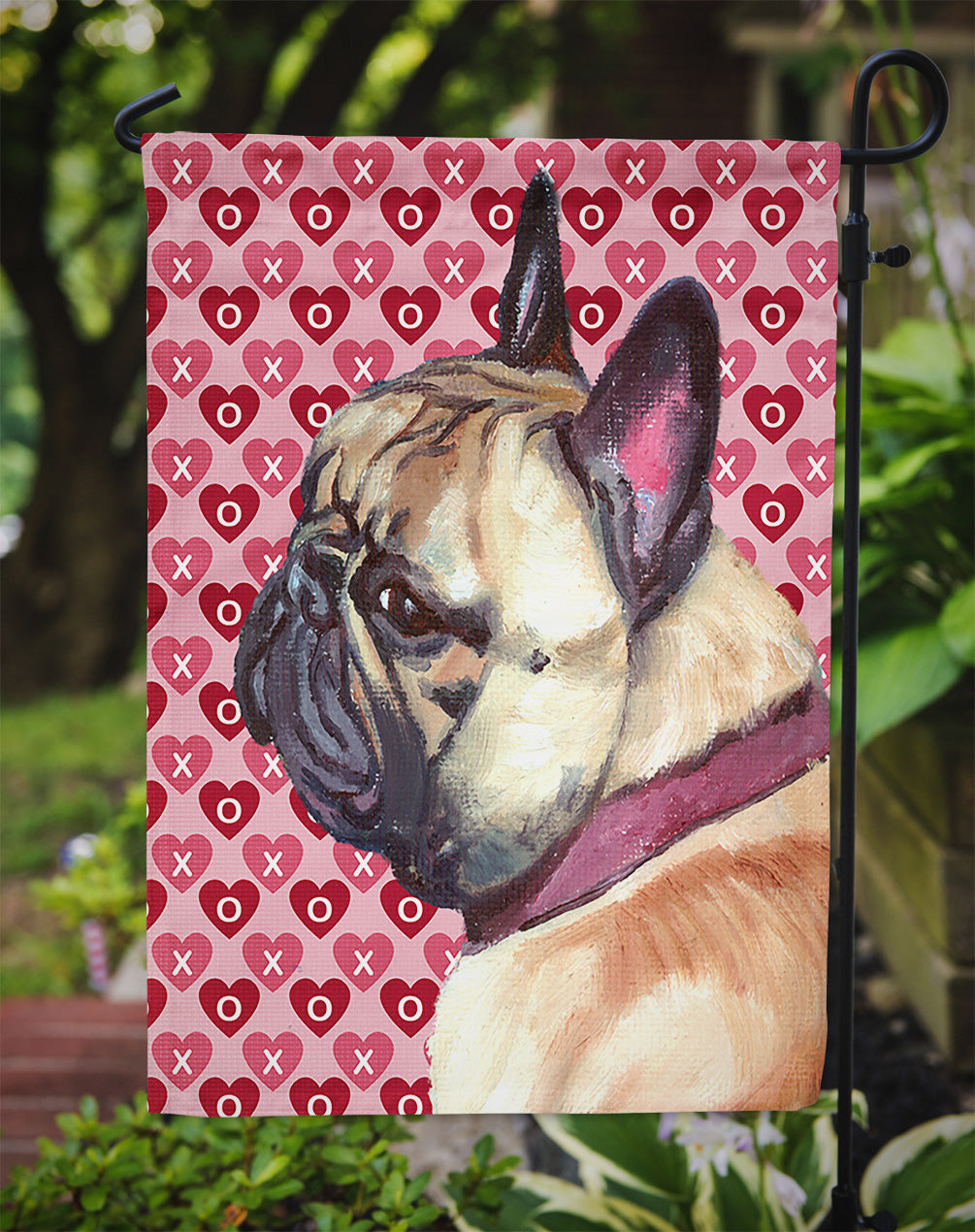 French Bulldog Frenchie Hearts Love and Valentine's Day Flag Garden Size LH9566GF  the-store.com.