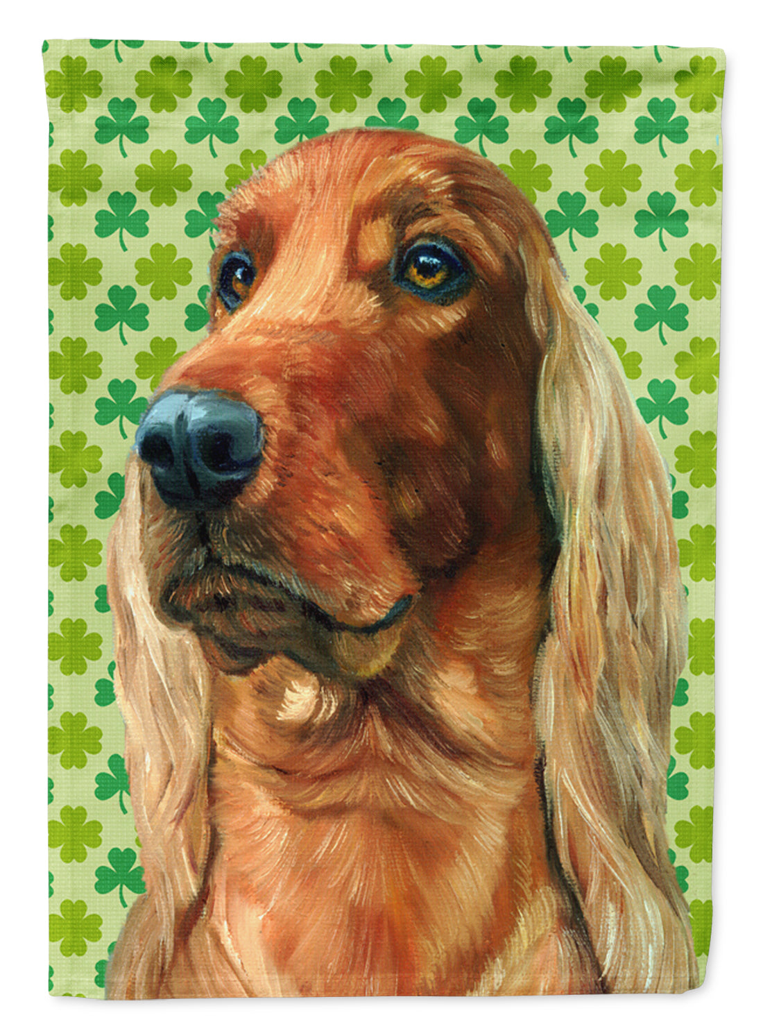 Irish Setter St. Patrick's Day Shamrock Flag Canvas House Size LH9569CHF  the-store.com.