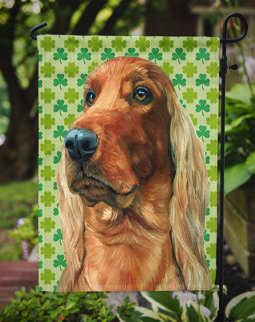 Irish Setter St. Patrick's Day Shamrock Flag Garden Size LH9569GF  the-store.com.