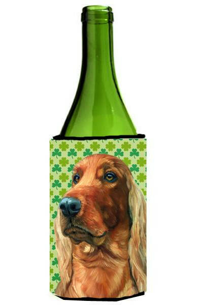 Irish Setter St. Patrick&#39;s Day Shamrock Wine Bottle Beverage Insulator Hugger LH9569LITERK by Caroline&#39;s Treasures