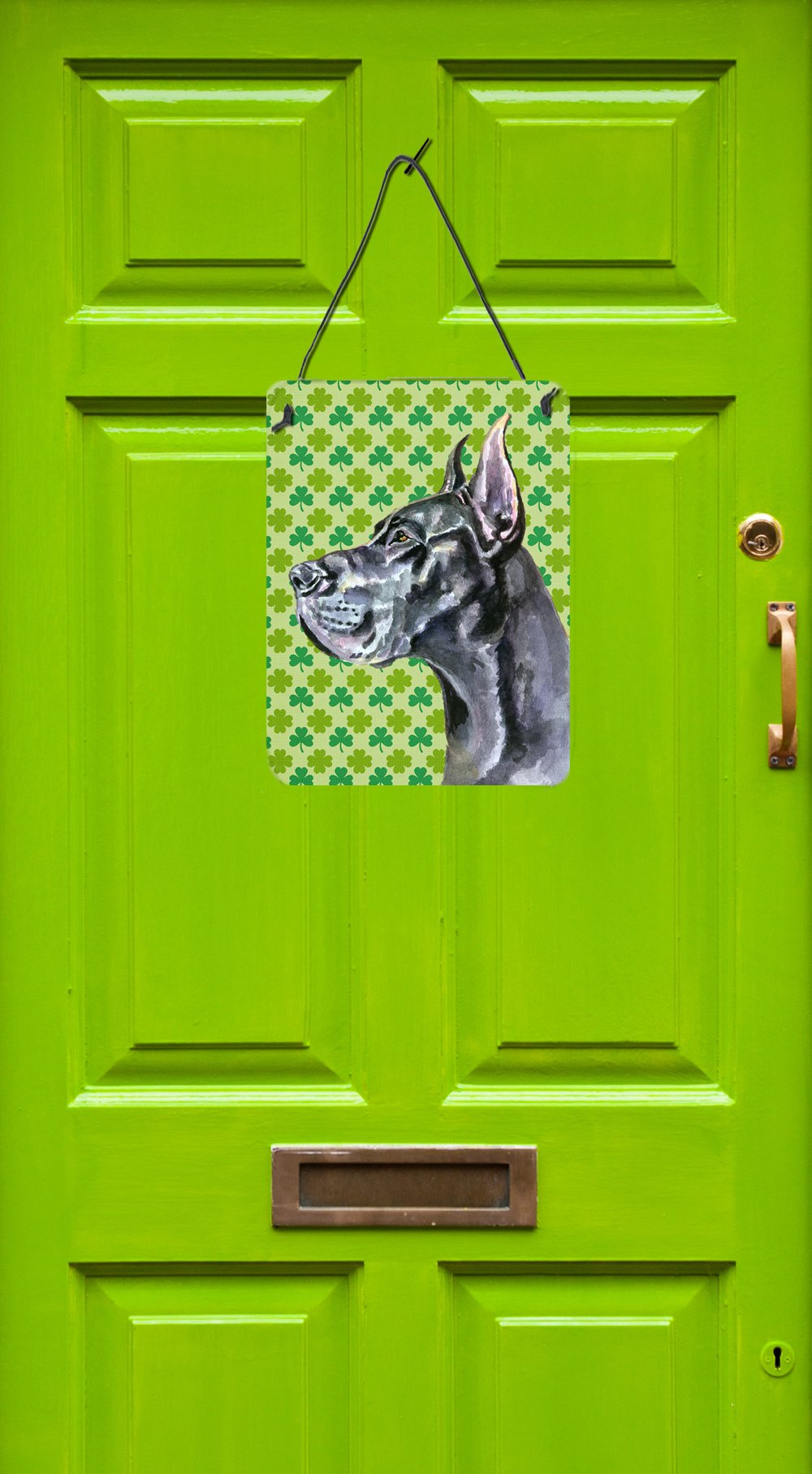 Black Great Dane St. Patrick's Day Shamrock Wall or Door Hanging Prints LH9571DS1216 by Caroline's Treasures