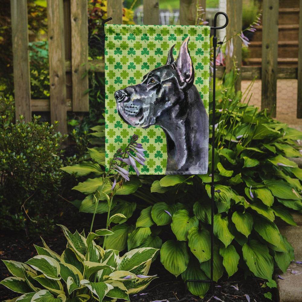 Black Great Dane St. Patrick's Day Shamrock Flag Garden Size LH9571GF  the-store.com.