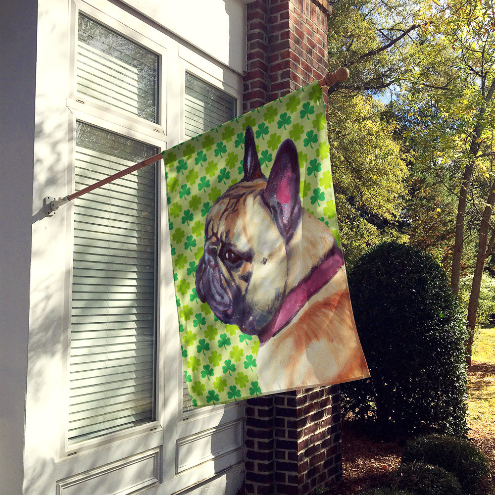 French Bulldog Frenchie St. Patrick's Day Shamrock Flag Canvas House Size LH9573CHF  the-store.com.