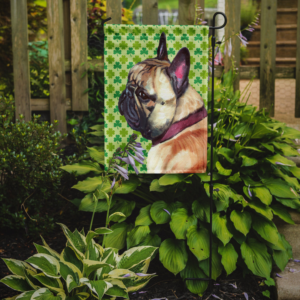 French Bulldog Frenchie St. Patrick's Day Shamrock Flag Garden Size LH9573GF  the-store.com.