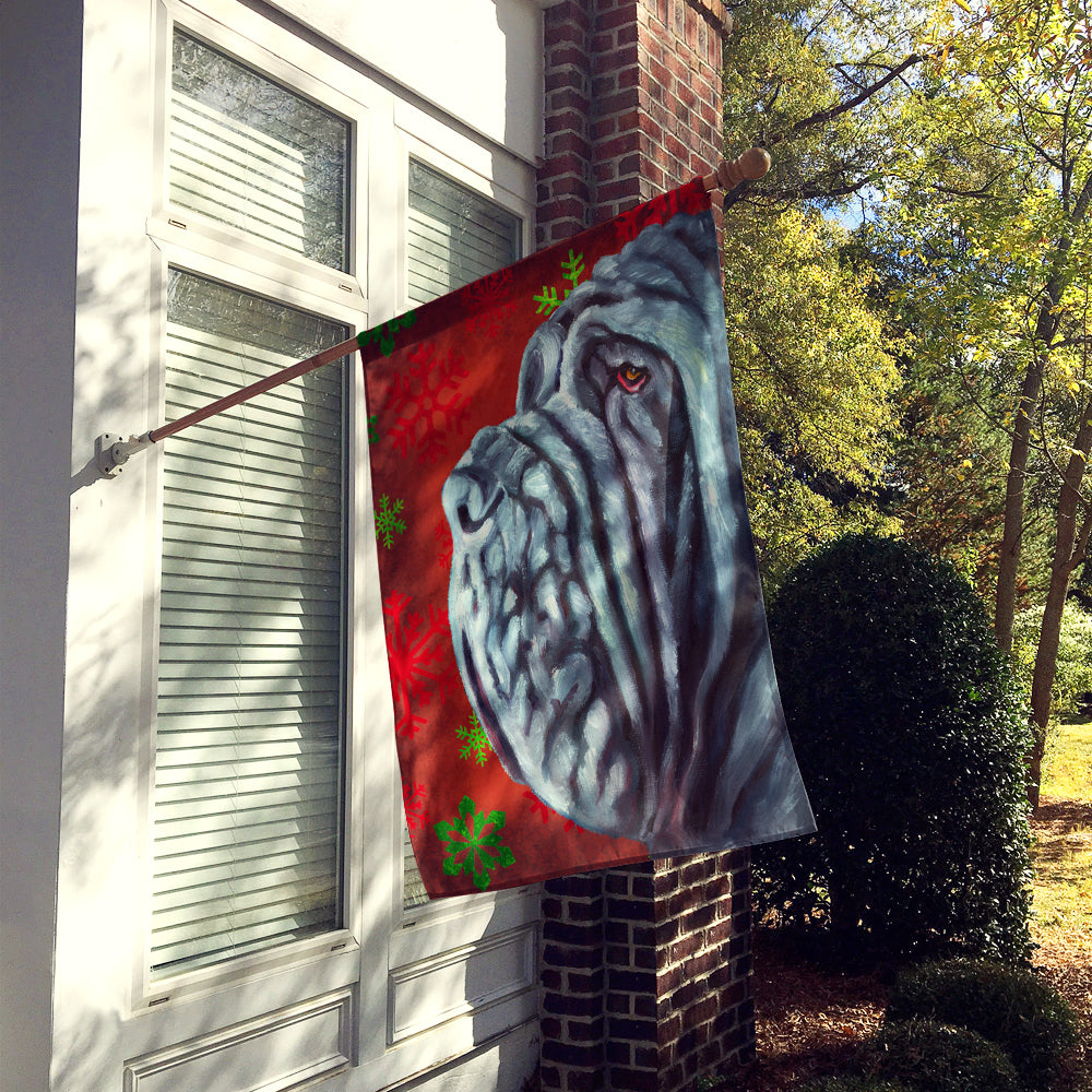 Neapolitan Mastiff Red Snowflakes Holiday Christmas Flag Canvas House Size LH9575CHF  the-store.com.