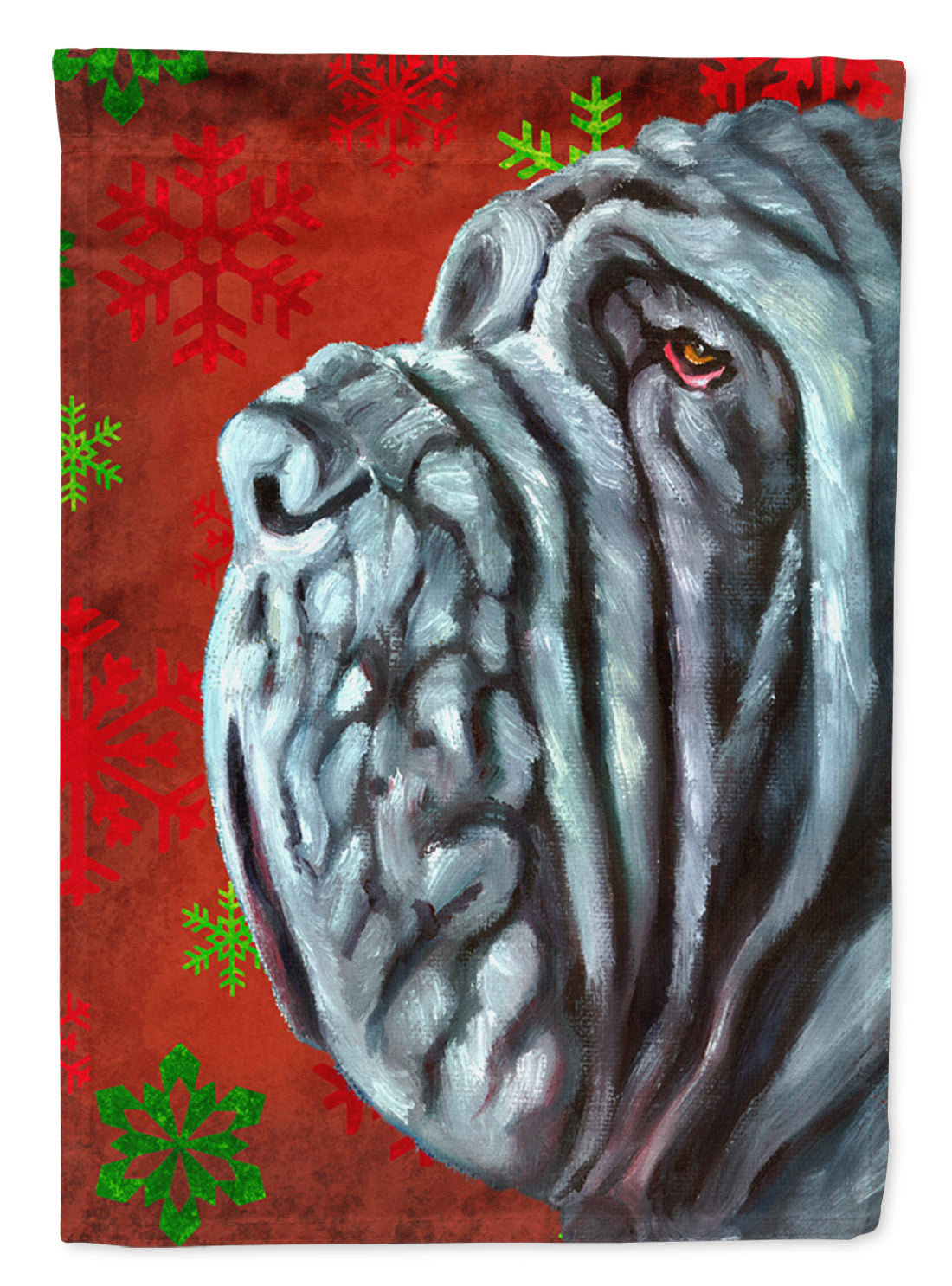 Neapolitan Mastiff Red Snowflakes Holiday Christmas Flag Canvas House Size LH9575CHF  the-store.com.