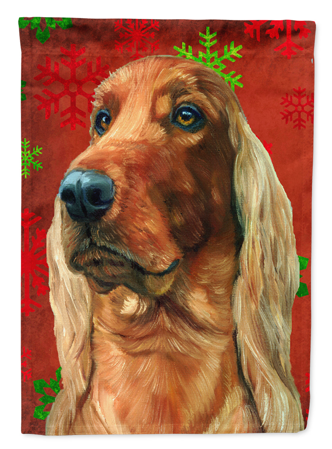 Irish Setter Red Snowflakes Holiday Christmas Flag Garden Size LH9576GF  the-store.com.