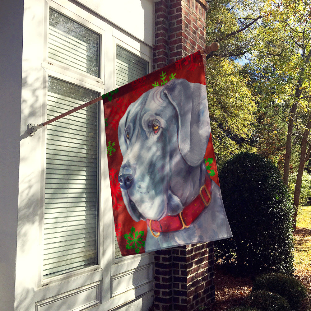 Great Dane Red Snowflakes Holiday Christmas Flag Canvas House Size LH9577CHF  the-store.com.