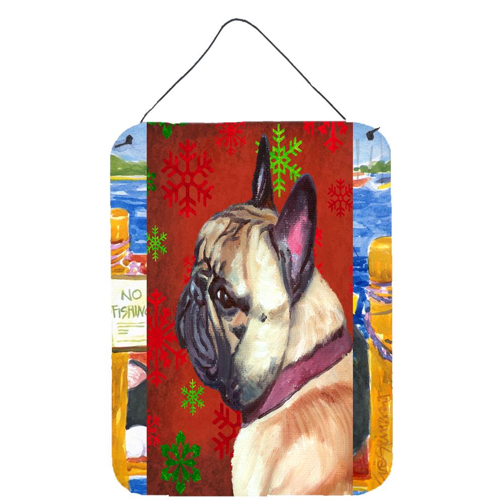 French Bulldog Frenchie Red Snowflakes Holiday Christmas Wall or Door Hanging Prints LH9580DS1216 by Caroline's Treasures