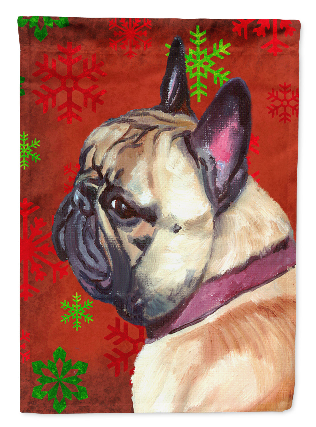 French Bulldog Frenchie Red Snowflakes Holiday Christmas Flag Garden Size LH9580GF  the-store.com.