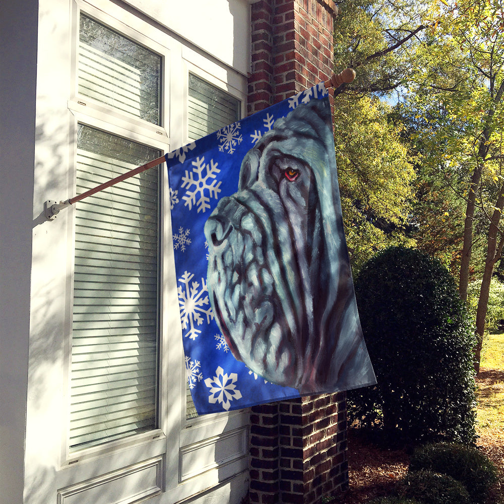 Neapolitan Mastiff Winter Snowflakes Holiday Flag Canvas House Size LH9582CHF  the-store.com.