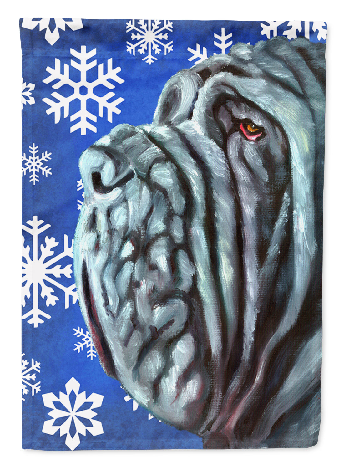 Neapolitan Mastiff Winter Snowflakes Holiday Flag Garden Size LH9582GF  the-store.com.