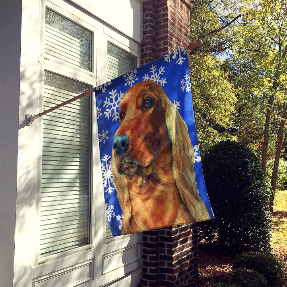 Irish Setter Winter Snowflakes Holiday Flag Canvas House Size LH9583CHF  the-store.com.