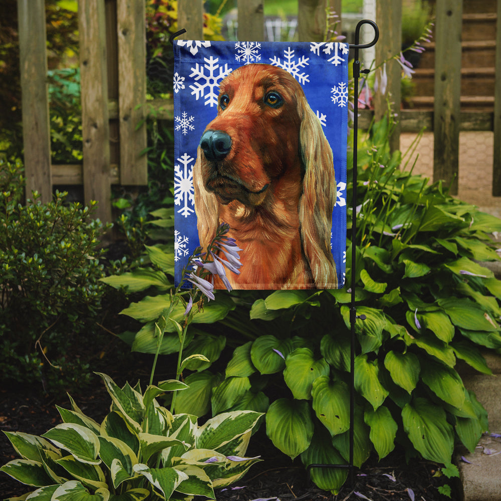 Irish Setter Winter Snowflakes Holiday Flag Garden Size LH9583GF  the-store.com.