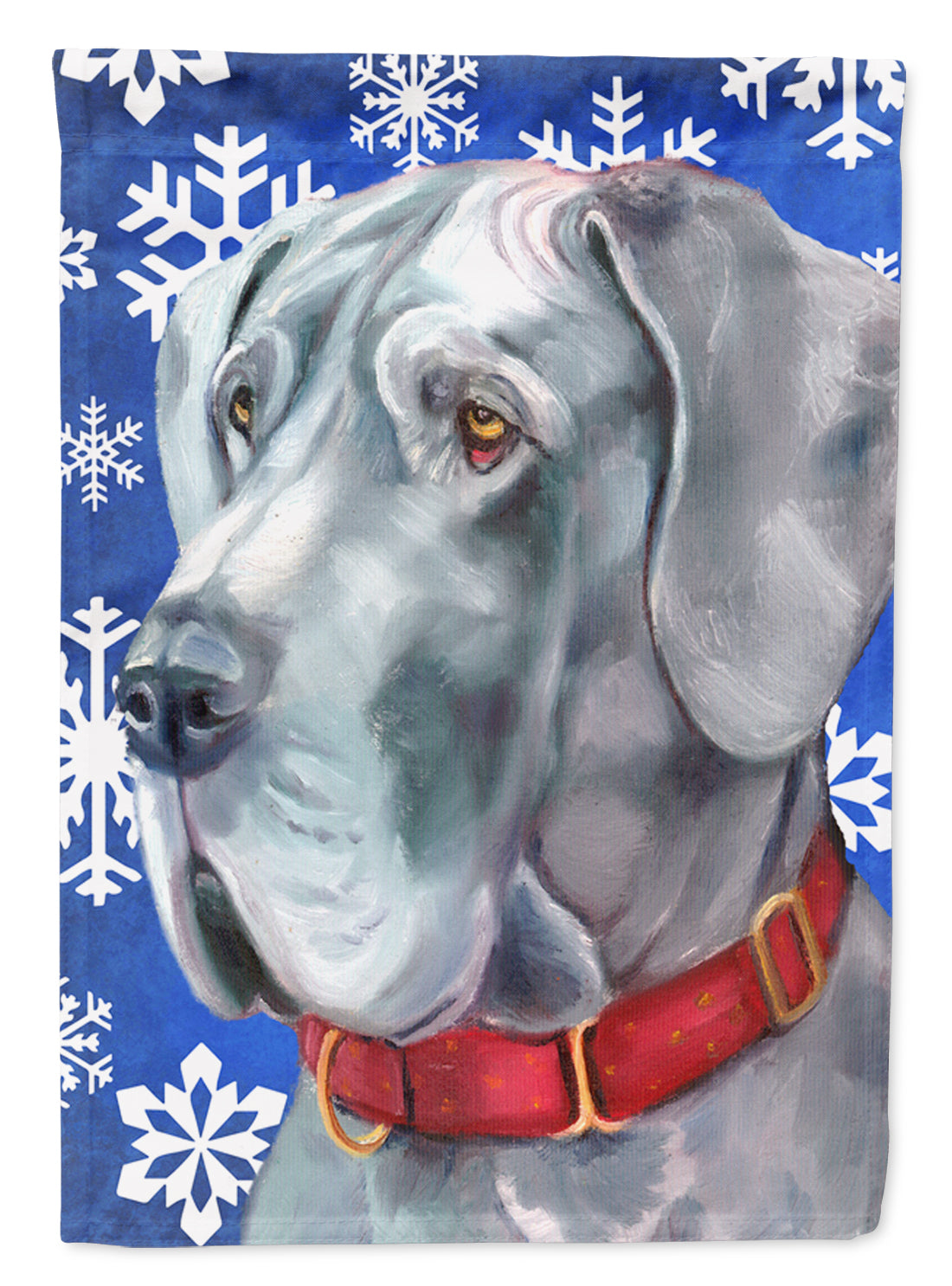 Great Dane Winter Snowflakes Holiday Flag Canvas House Size LH9584CHF  the-store.com.