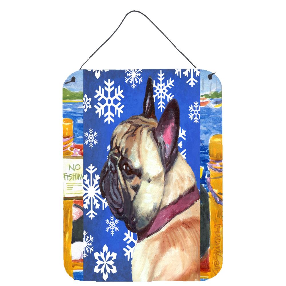 French Bulldog Frenchie Winter Snowflakes Holiday Wall or Door Hanging Prints LH9587DS1216 by Caroline's Treasures