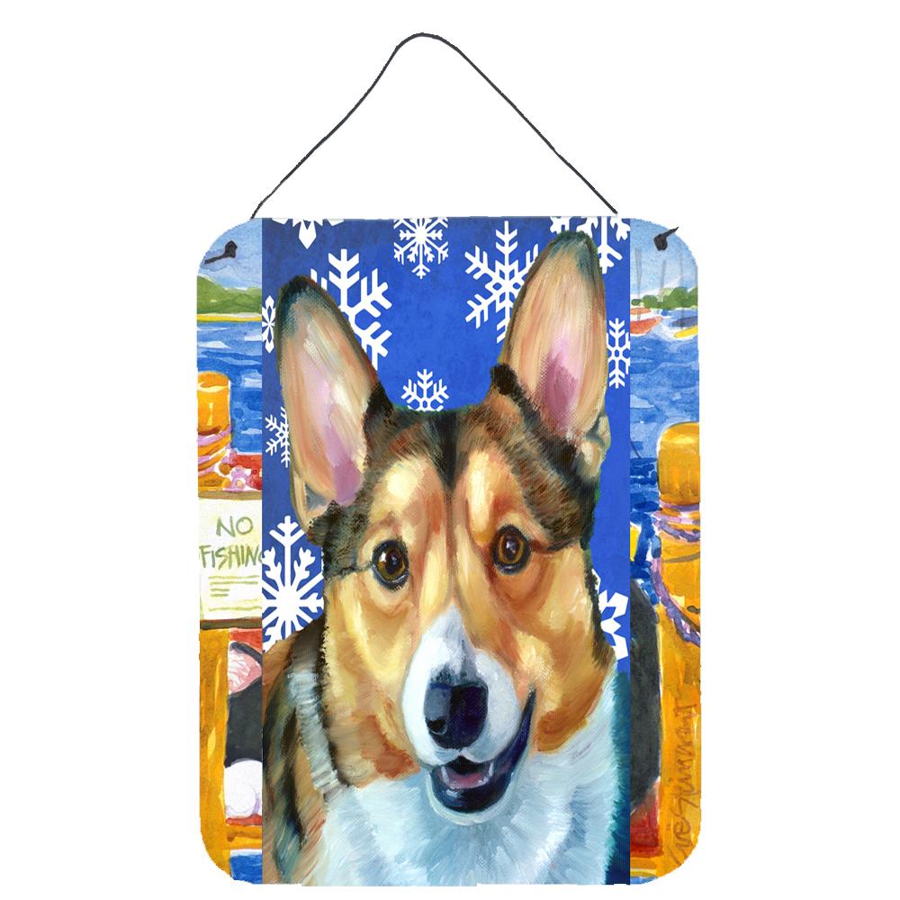 Corgi Winter Snowflakes Holiday Wall or Door Hanging Prints LH9588DS1216 by Caroline's Treasures