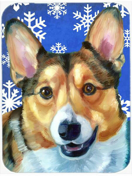 Corgi Winter Snowflakes Holiday Glass Cutting Board Large LH9588LCB by Caroline&#39;s Treasures