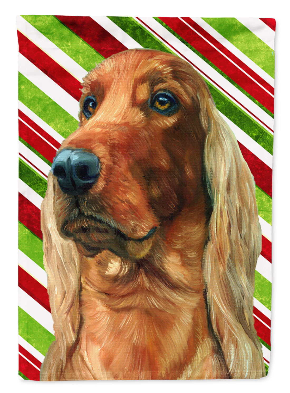 Irish Setter Candy Cane Holiday Christmas Flag Canvas House Size LH9590CHF  the-store.com.