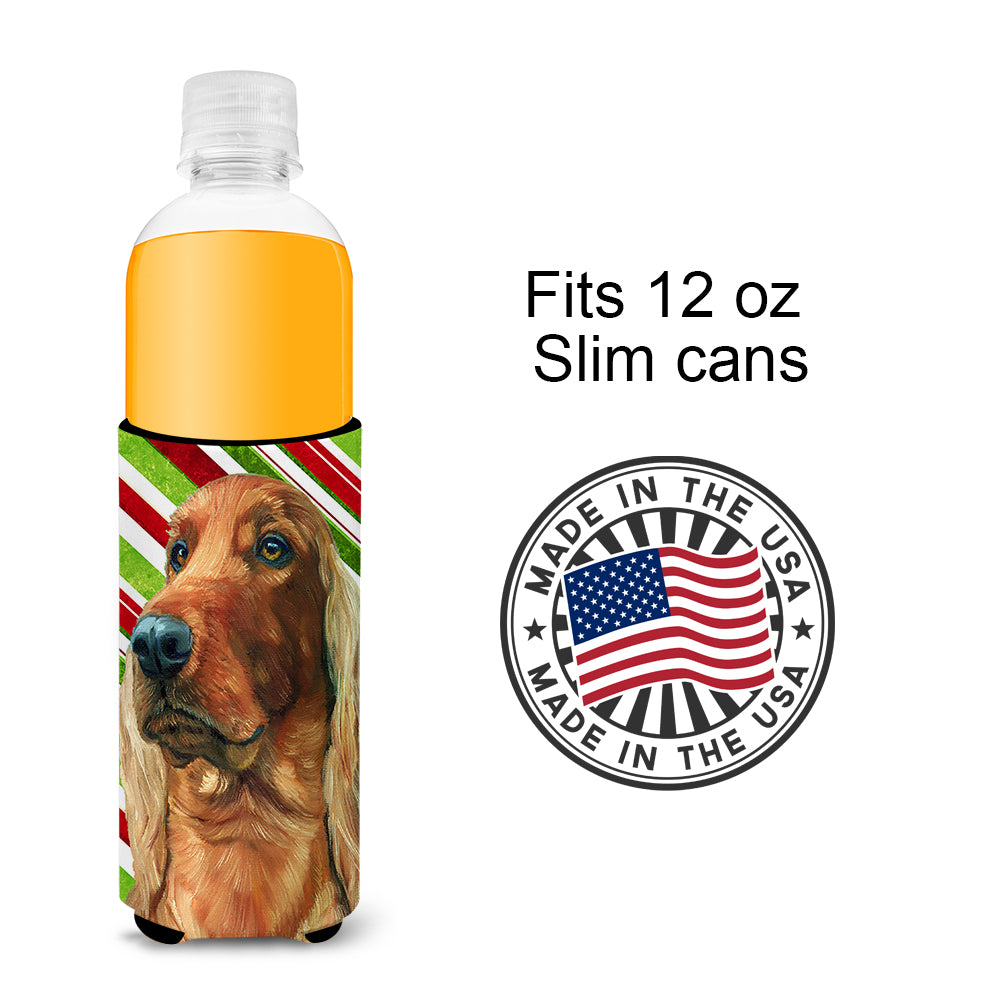 Irish Setter Candy Cane Holiday Christmas Ultra Beverage Insulators for slim cans LH9590MUK  the-store.com.