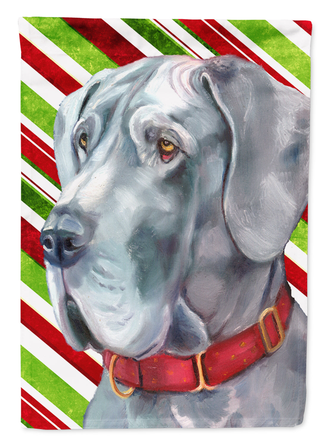 Great Dane Candy Cane Holiday Christmas Flag Canvas House Size LH9591CHF  the-store.com.