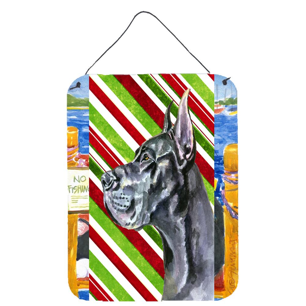 Black Great Dane Candy Cane Holiday Christmas Wall or Door Hanging Prints LH9592DS1216 by Caroline's Treasures