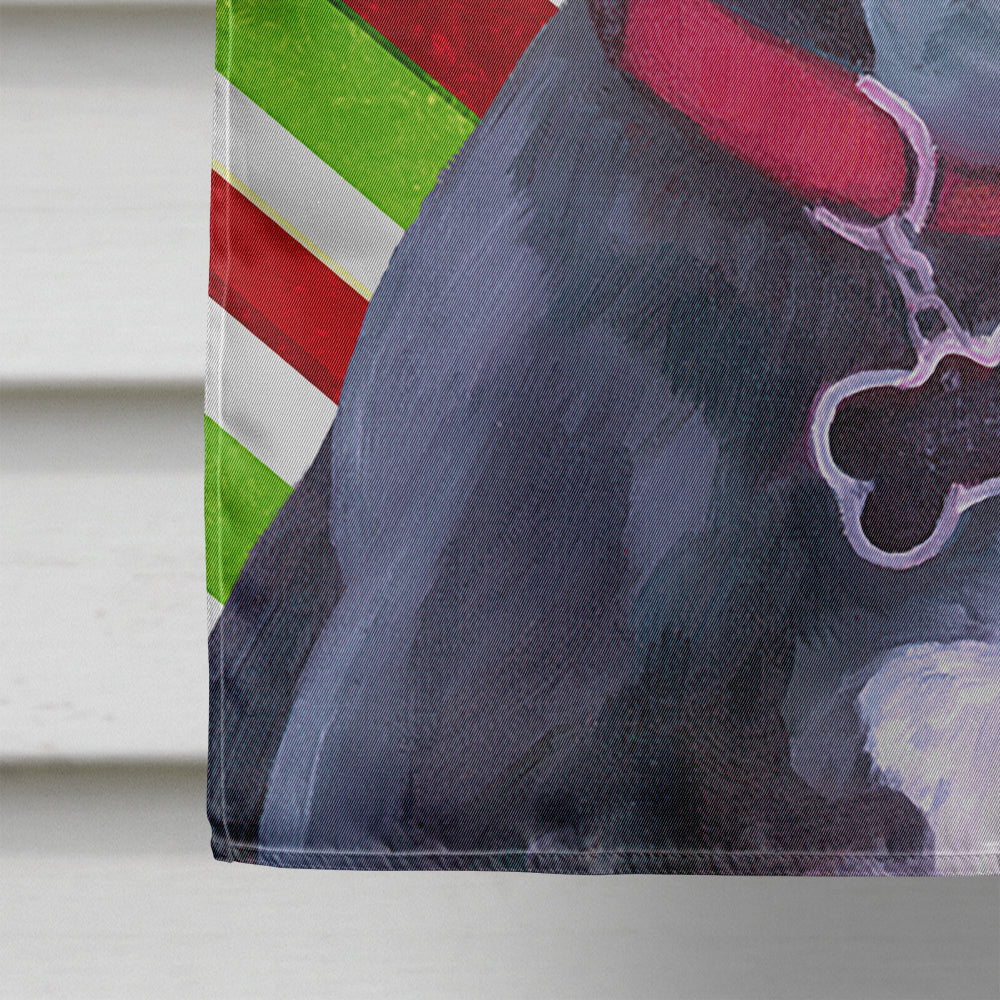 Black Great Dane Puppy Candy Cane Holiday Christmas Flag Canvas House Size LH9593CHF  the-store.com.