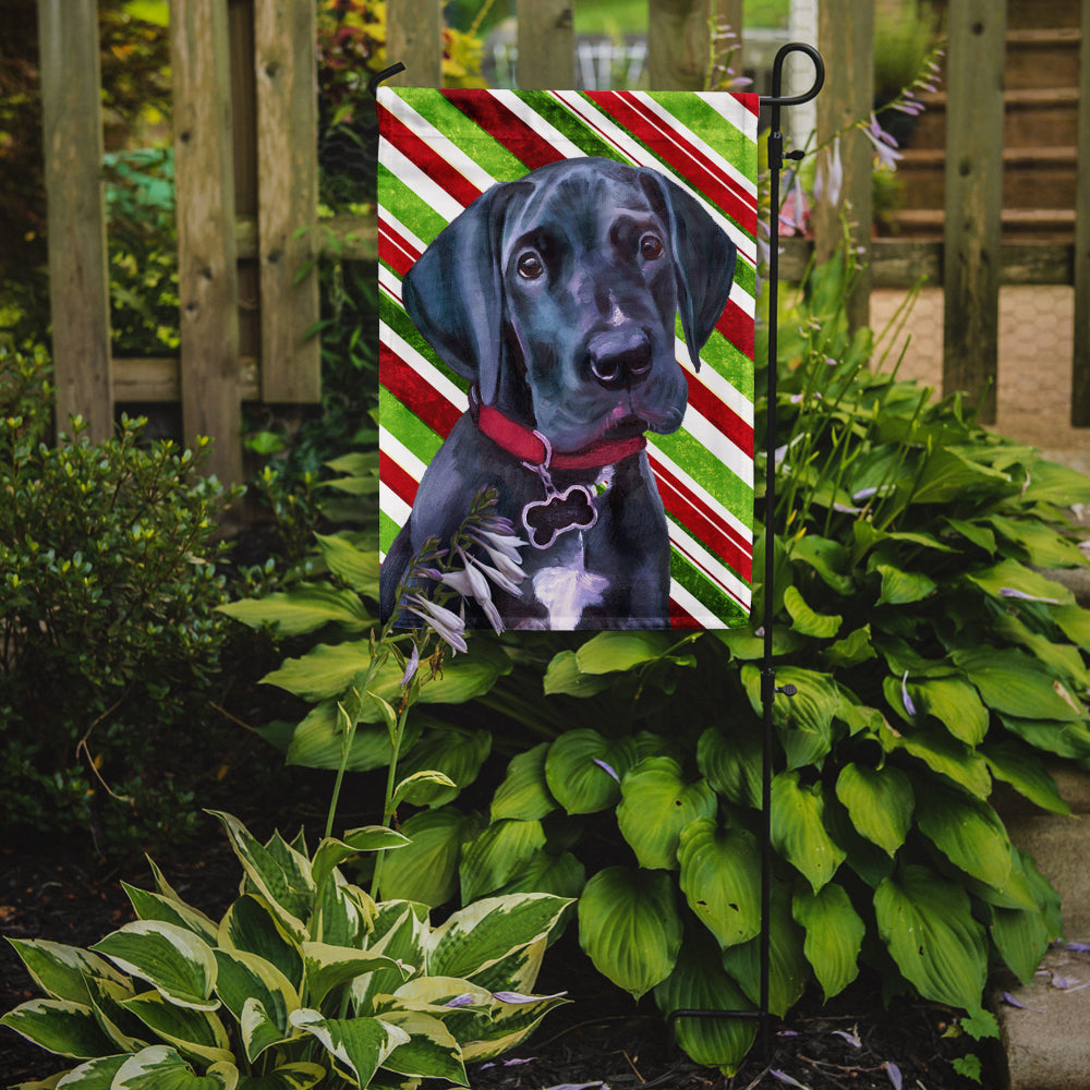 Black Great Dane Puppy Candy Cane Holiday Christmas Flag Garden Size LH9593GF  the-store.com.