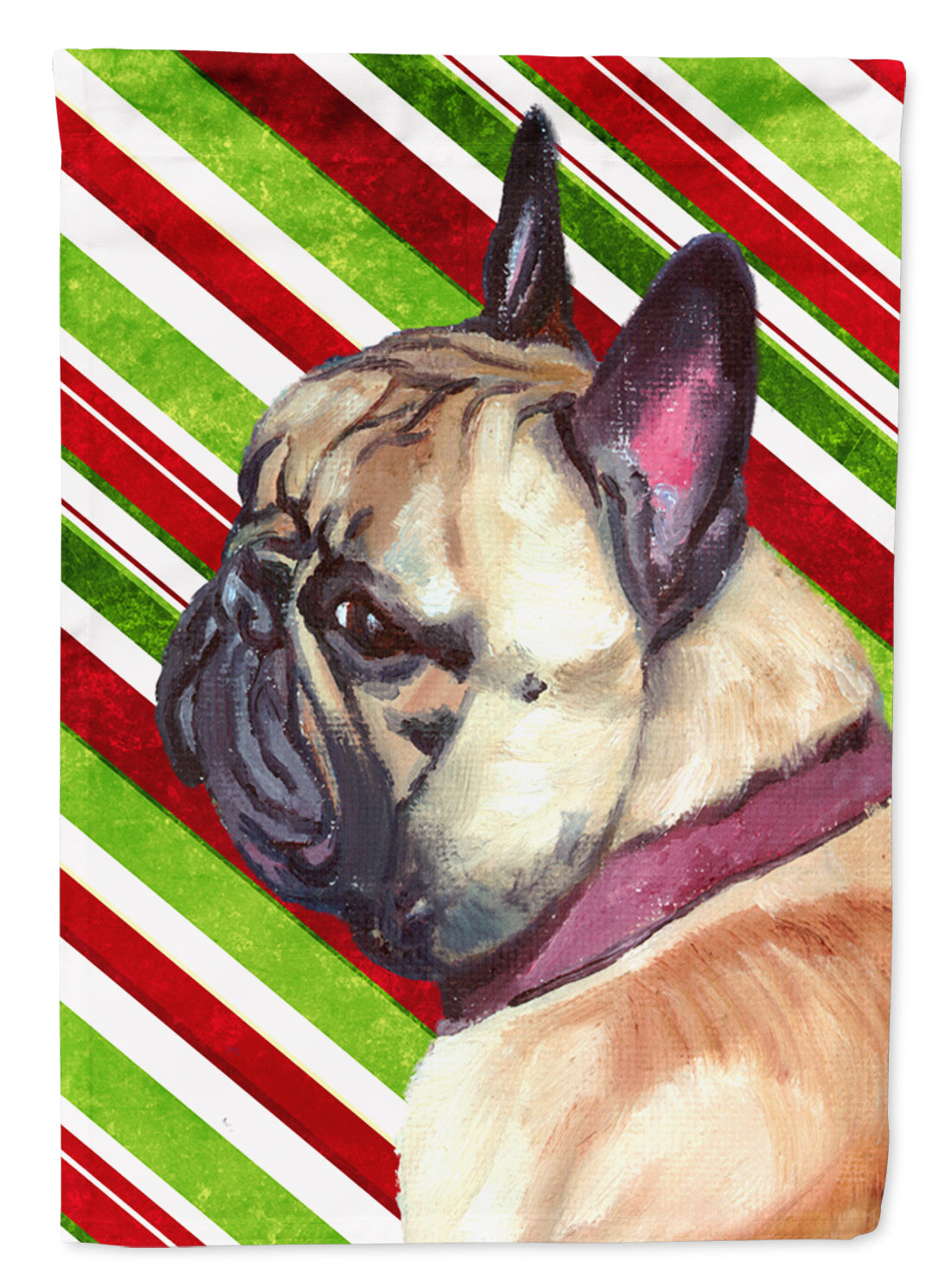 French Bulldog Frenchie Candy Cane Holiday Christmas Flag Garden Size LH9594GF  the-store.com.