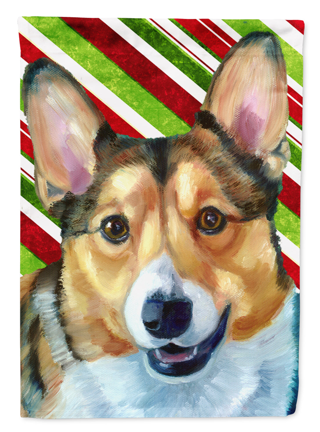 Corgi Candy Cane Holiday Christmas Flag Canvas House Size LH9595CHF  the-store.com.