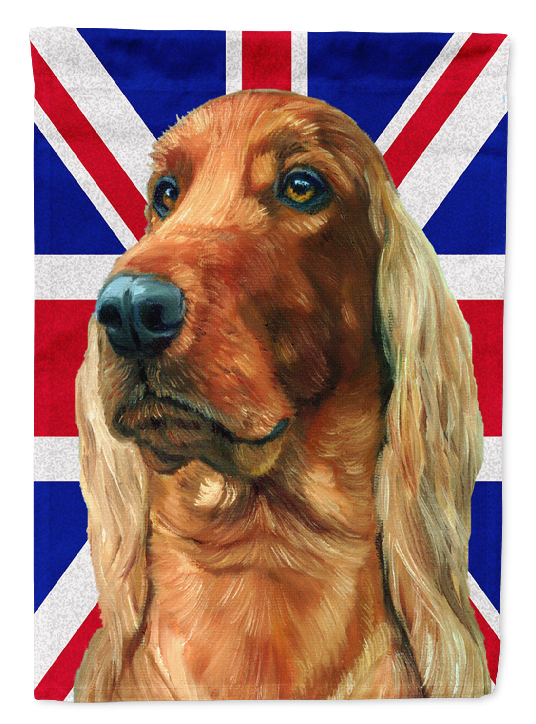 Irish Setter with English Union Jack British Flag Flag Canvas House Size LH9597CHF  the-store.com.