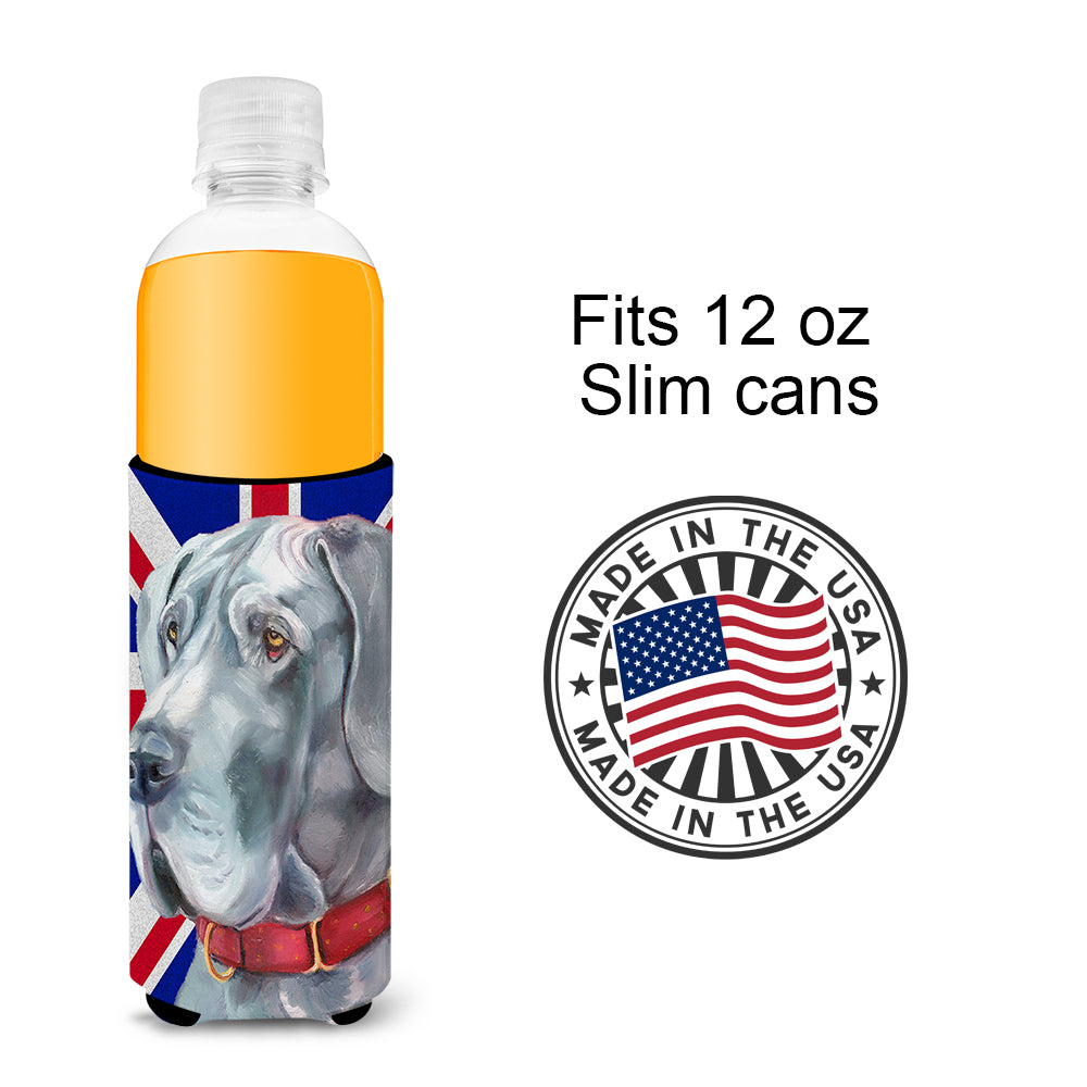 Great Dane with English Union Jack British Flag Ultra Beverage Insulators for slim cans LH9598MUK  the-store.com.