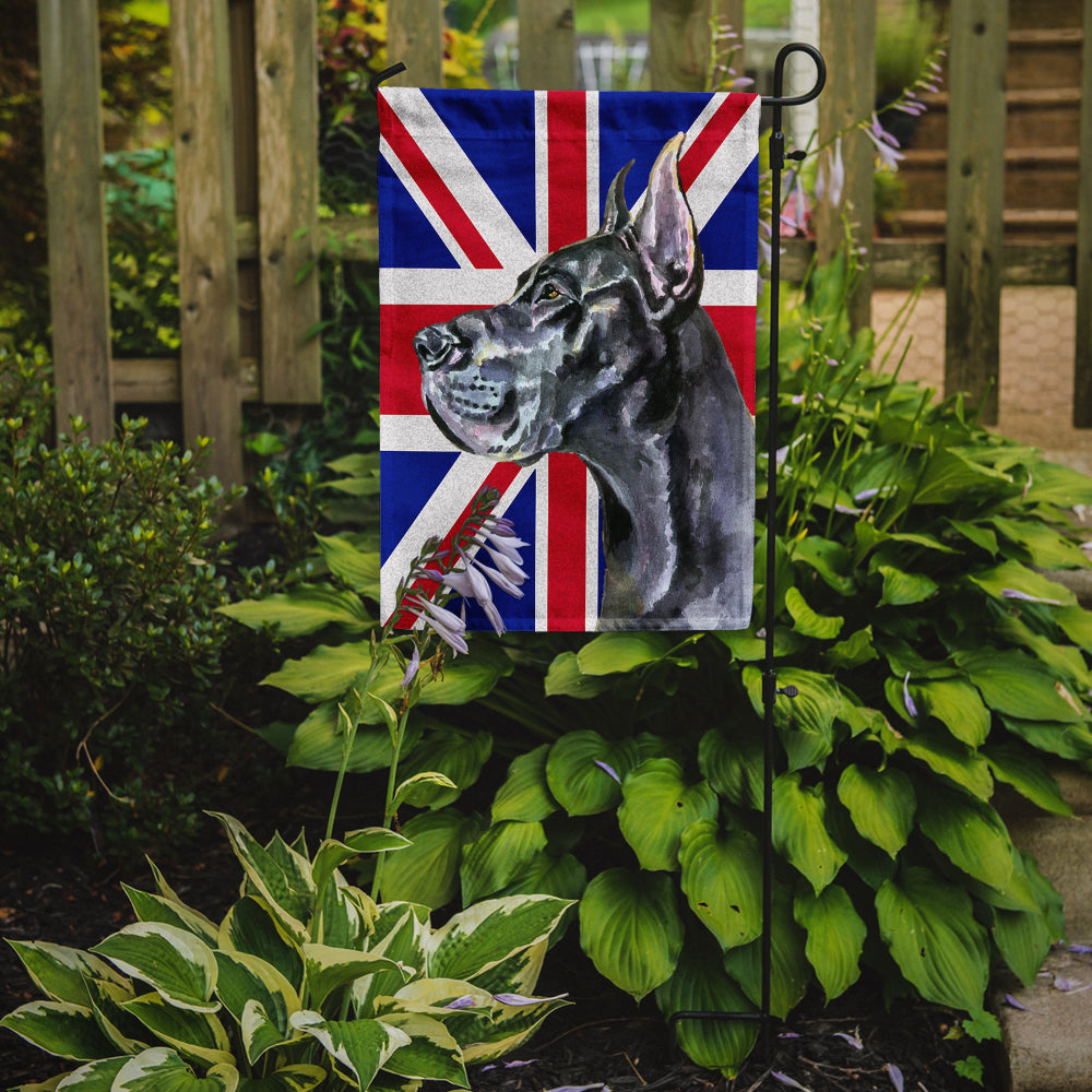 Black Great Dane with English Union Jack British Flag Flag Garden Size LH9599GF  the-store.com.