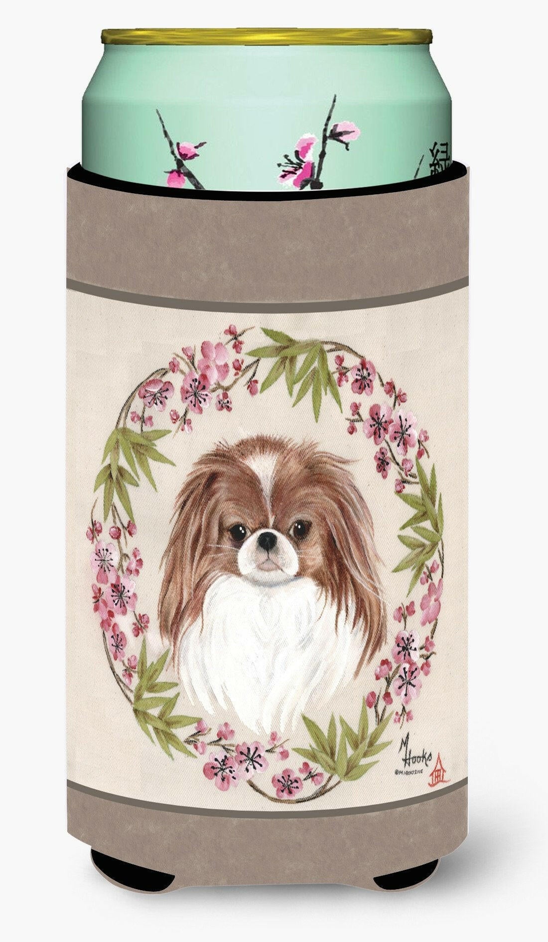 Japanese Chin Wreath of Flowers Tall Boy Beverage Insulator Hugger MH1009TBC by Caroline's Treasures