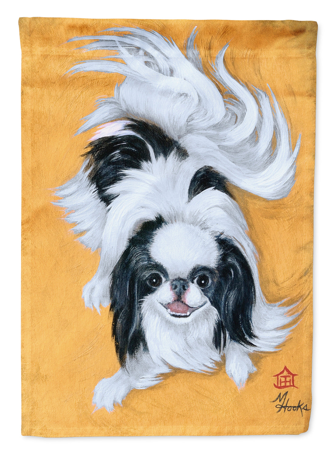 Japanese Chin Black White Play Flag Garden Size MH1034GF.