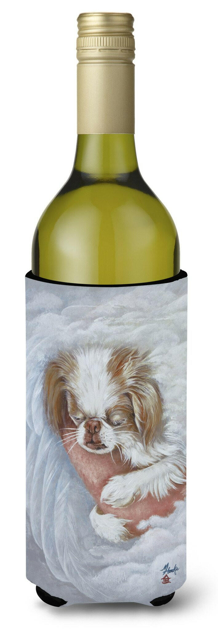 Japanese Chin in an Angels Arms Wine Bottle Beverage Insulator Hugger MH1037LITERK by Caroline's Treasures