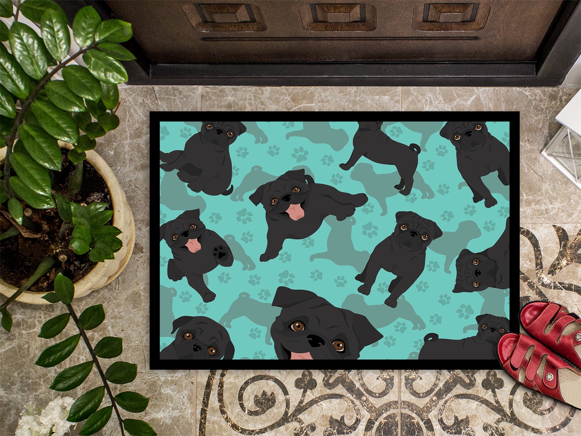 Black Pug Indoor or Outdoor Mat 24x36 - the-store.com