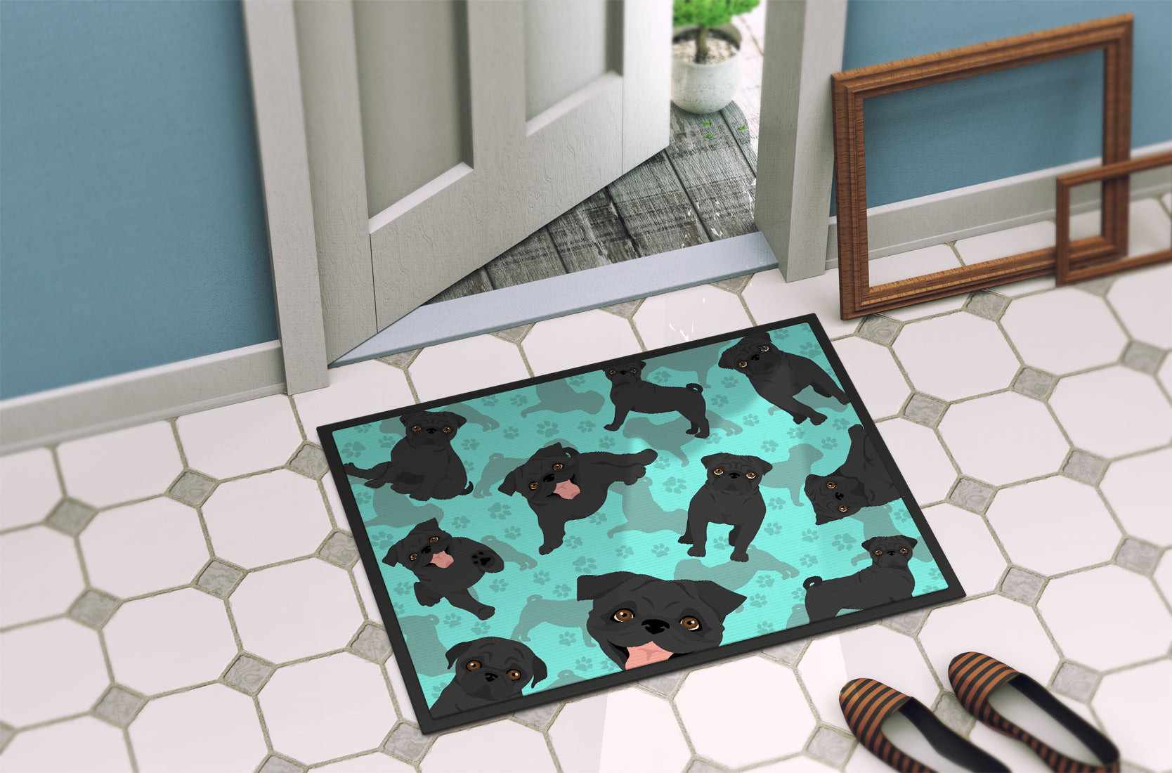 Black Pug Indoor or Outdoor Mat 24x36 - the-store.com