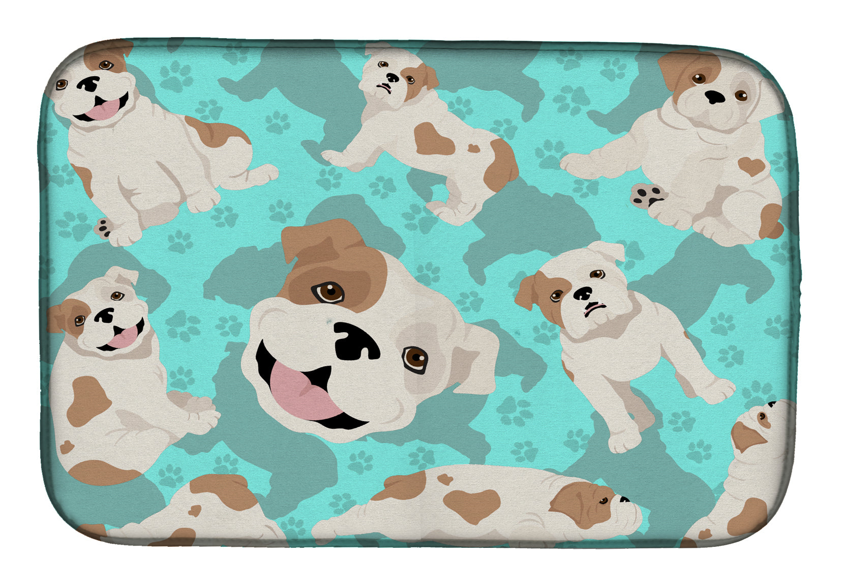 Piebald English Bulldog Dish Drying Mat  the-store.com.