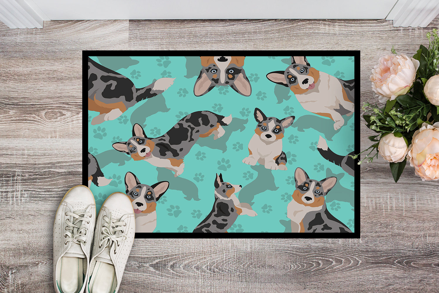 Buy this Blue Merle Welsh Cardigan Corgi Indoor or Outdoor Mat 24x36