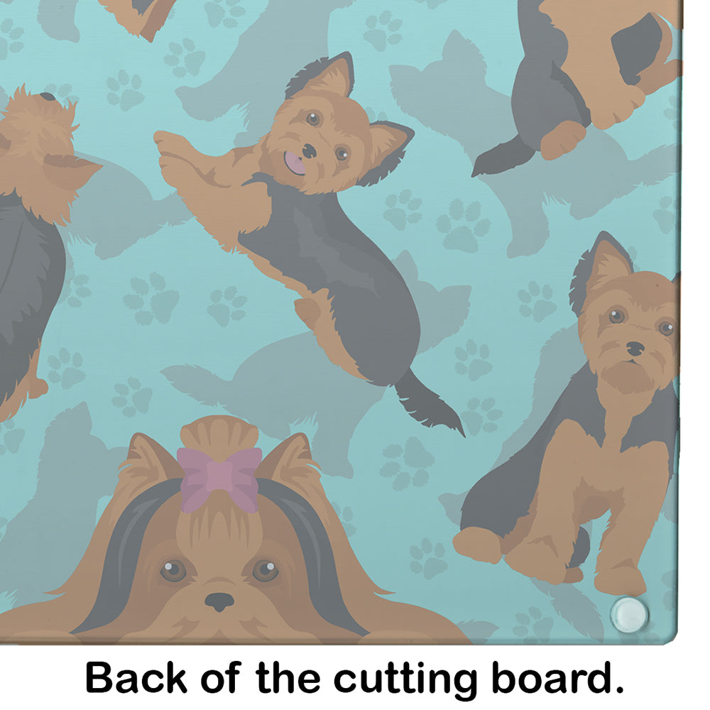 Black and Tan Yorkie Glass Cutting Board Large - the-store.com