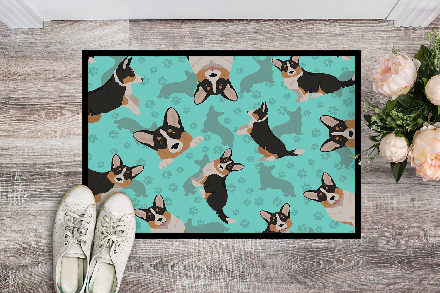 Buy this Tricolor Cardigan Corgi Indoor or Outdoor Mat 24x36