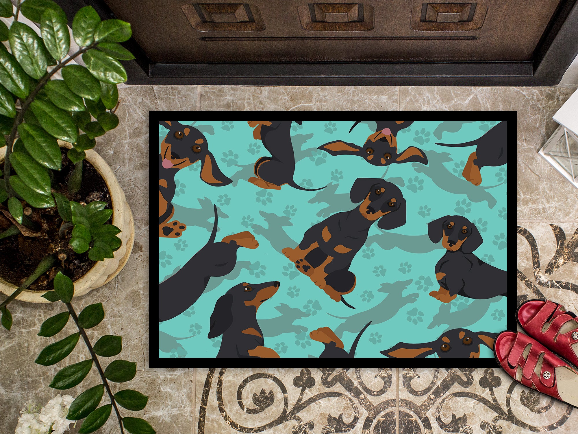 Black and Tan Dachshund Indoor or Outdoor Mat 24x36 - the-store.com