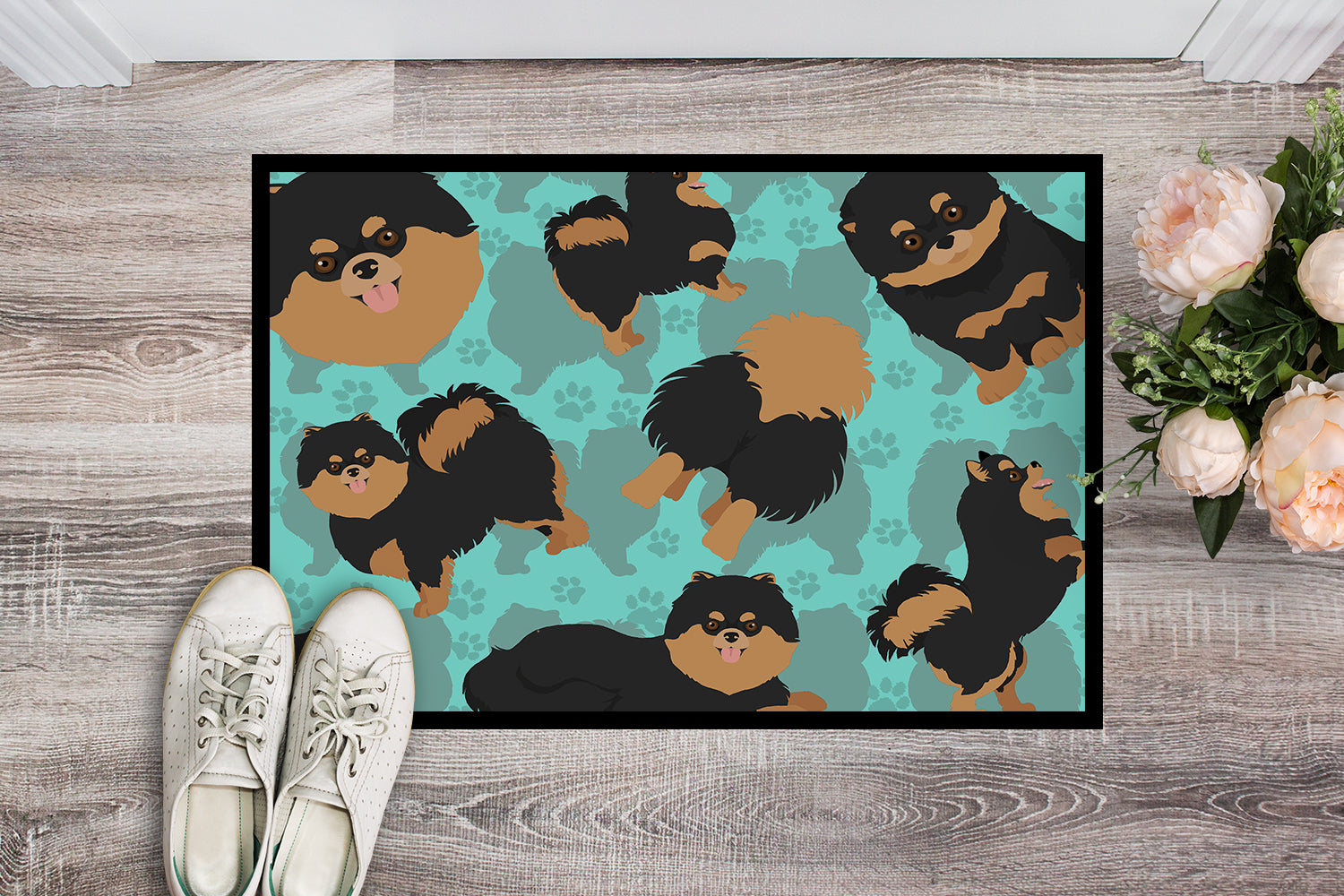 Buy this Black and Tan Pomeranian Indoor or Outdoor Mat 24x36